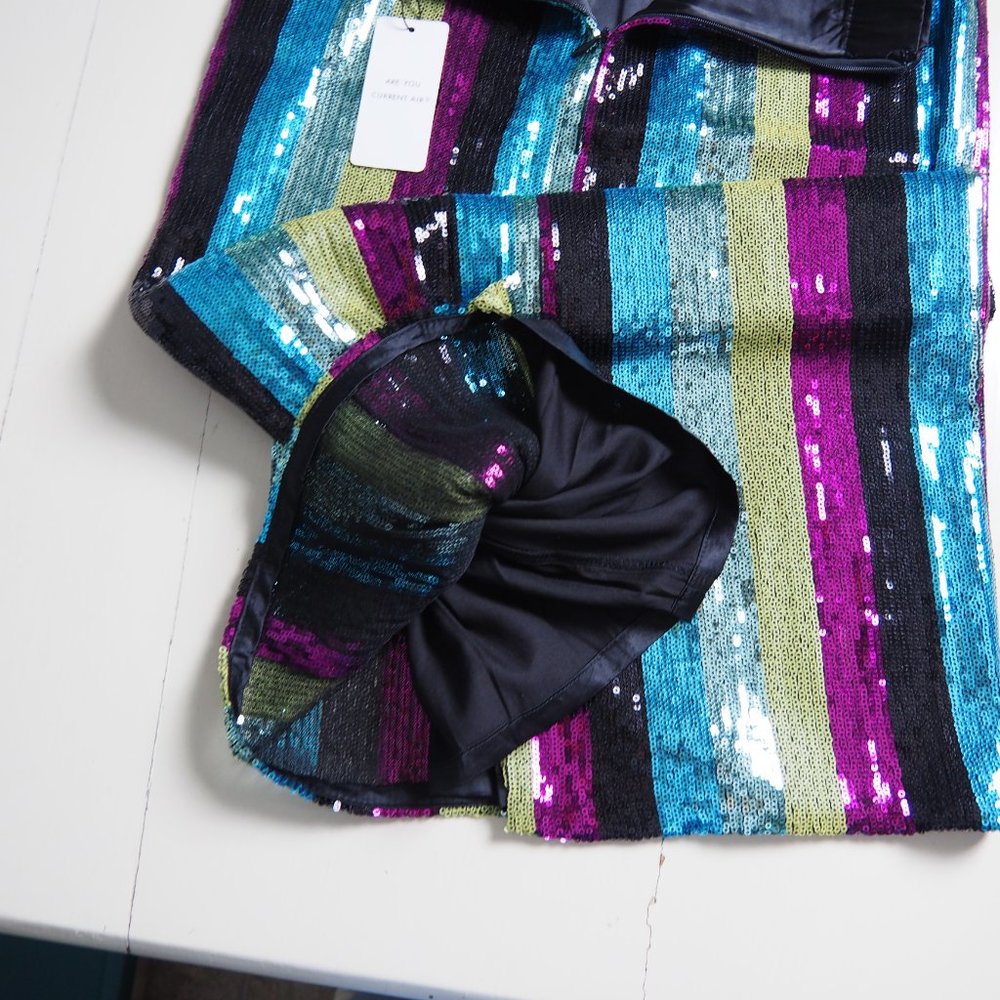 NWT Striped Sequin Skirt - Picture 9 of 11